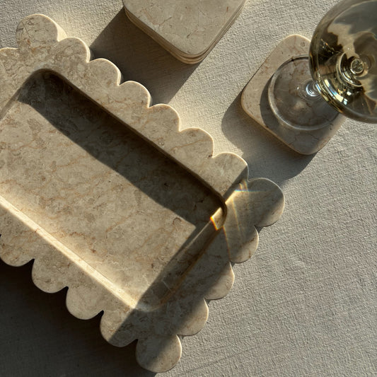 Marmer Dienblad rechthoek Beige