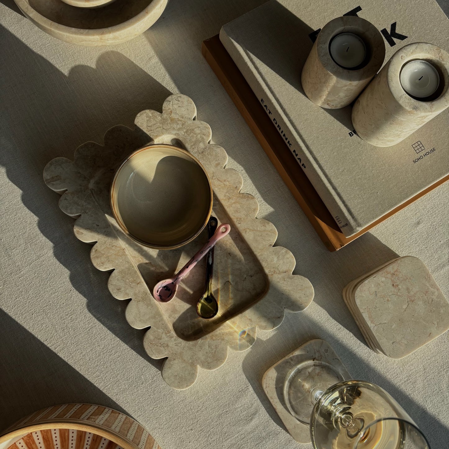 Marmer Dienblad rechthoek Beige