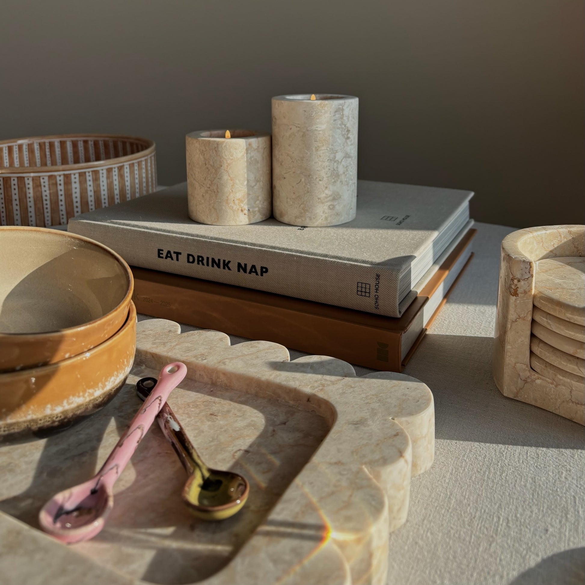 Marmer Dienblad rechthoek Beige