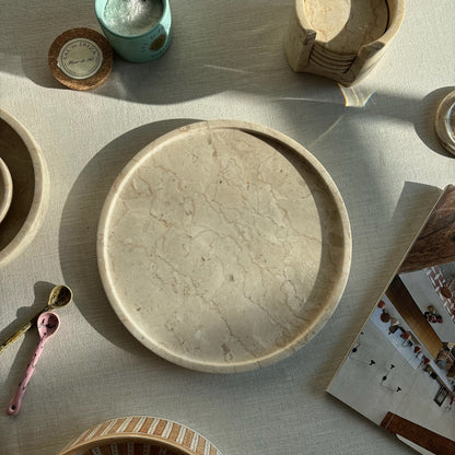 Marmer Dienblad Rond Beige Ø30cm