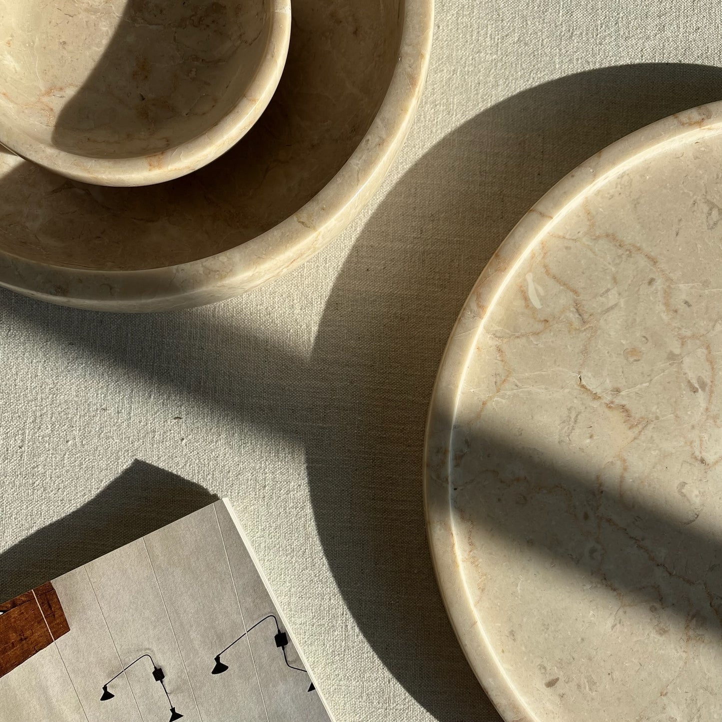 Marmer Dienblad Rond Beige Ø30cm