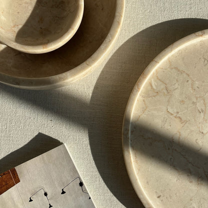 Marmer Dienblad Rond Beige Ø30cm