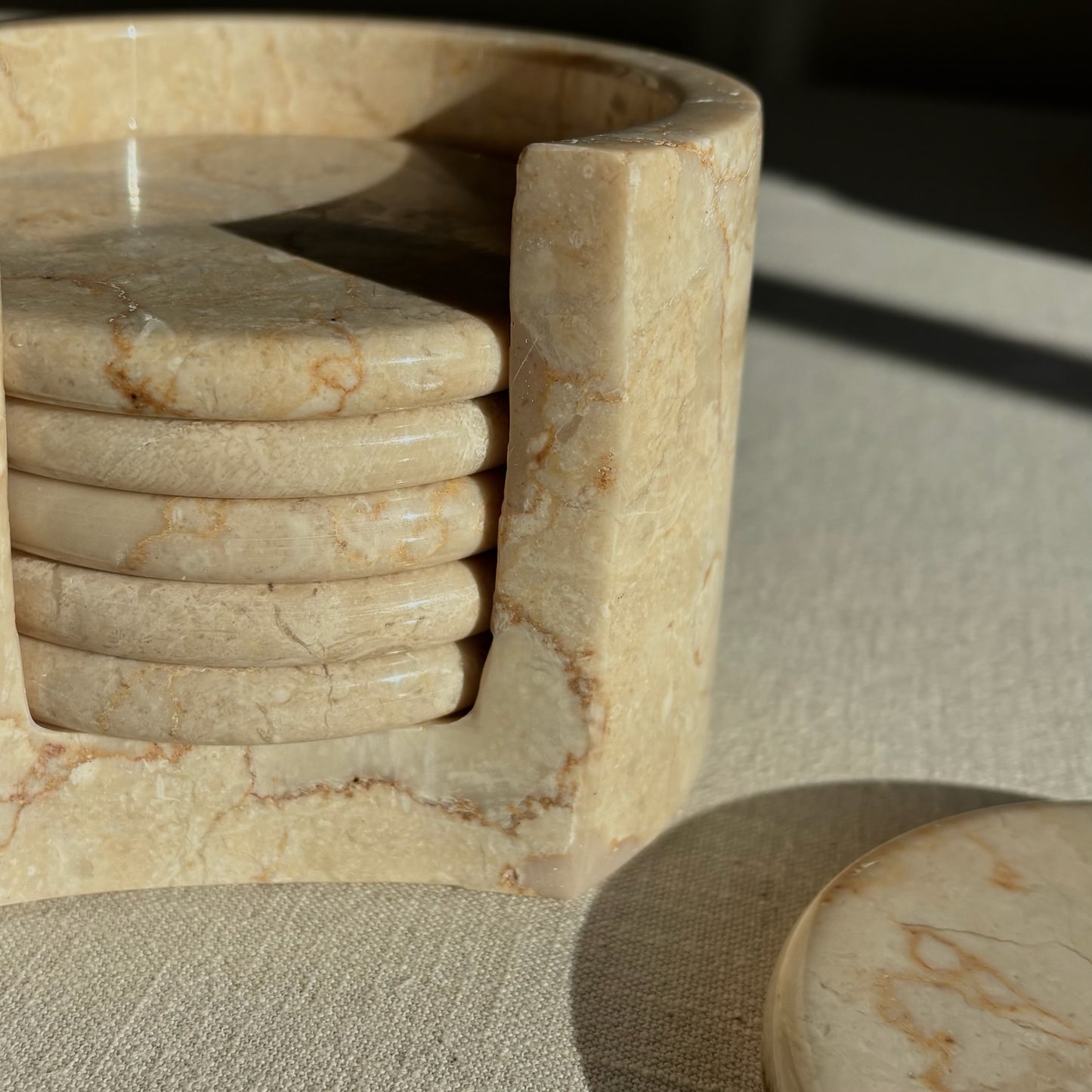 Marmer Onderzetters Beige - Set van 6 stuks