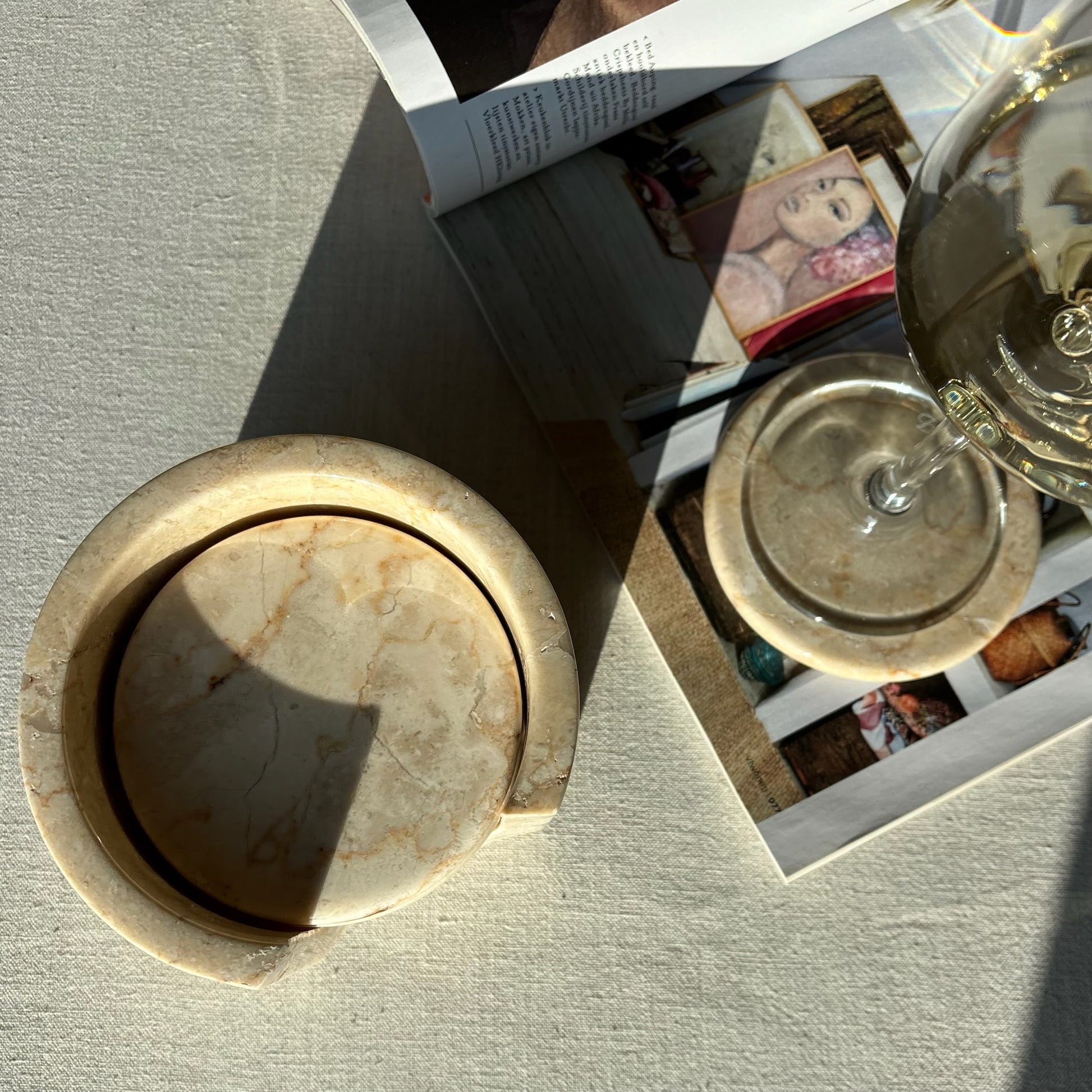 Marmer Onderzetters Beige - Set van 6 stuks