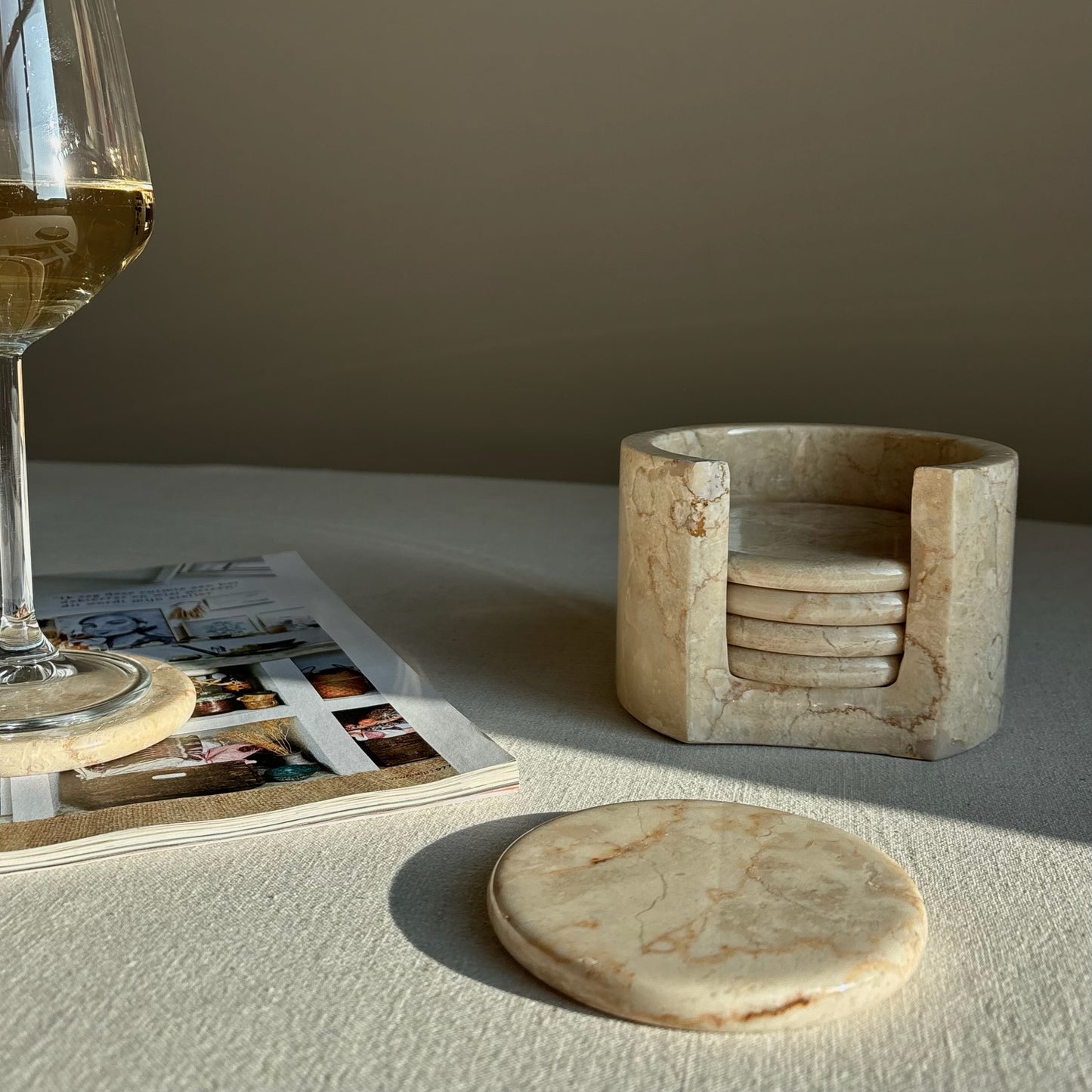 Marmer Onderzetters Beige - Set van 6 stuks