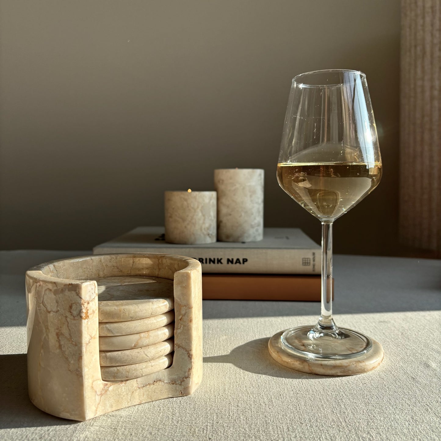 Marmer Onderzetters Beige - Set van 6 stuks