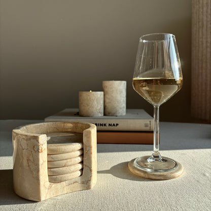 Marmer Onderzetters Beige - Set van 6 stuks