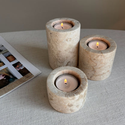 Marmer Waxinelichthouder Beige