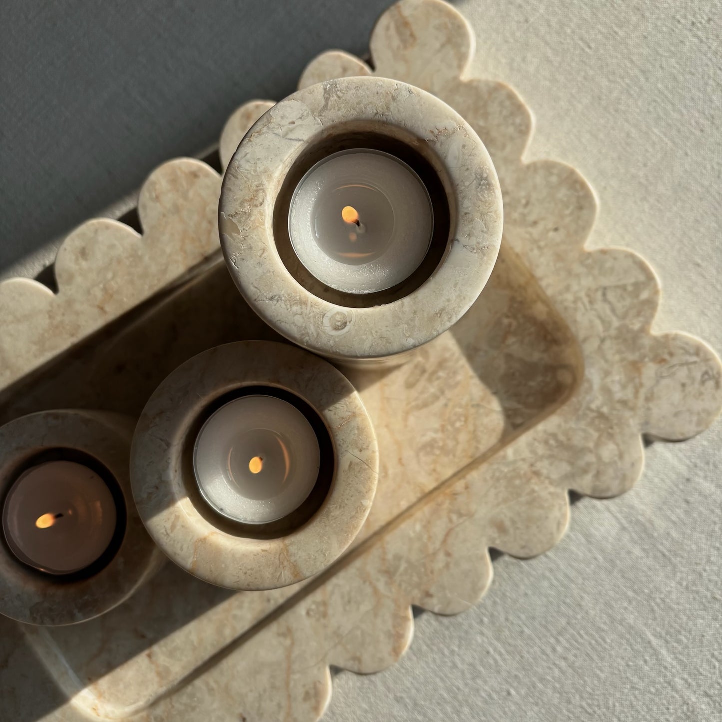 Marmer Waxinelichthouder Beige