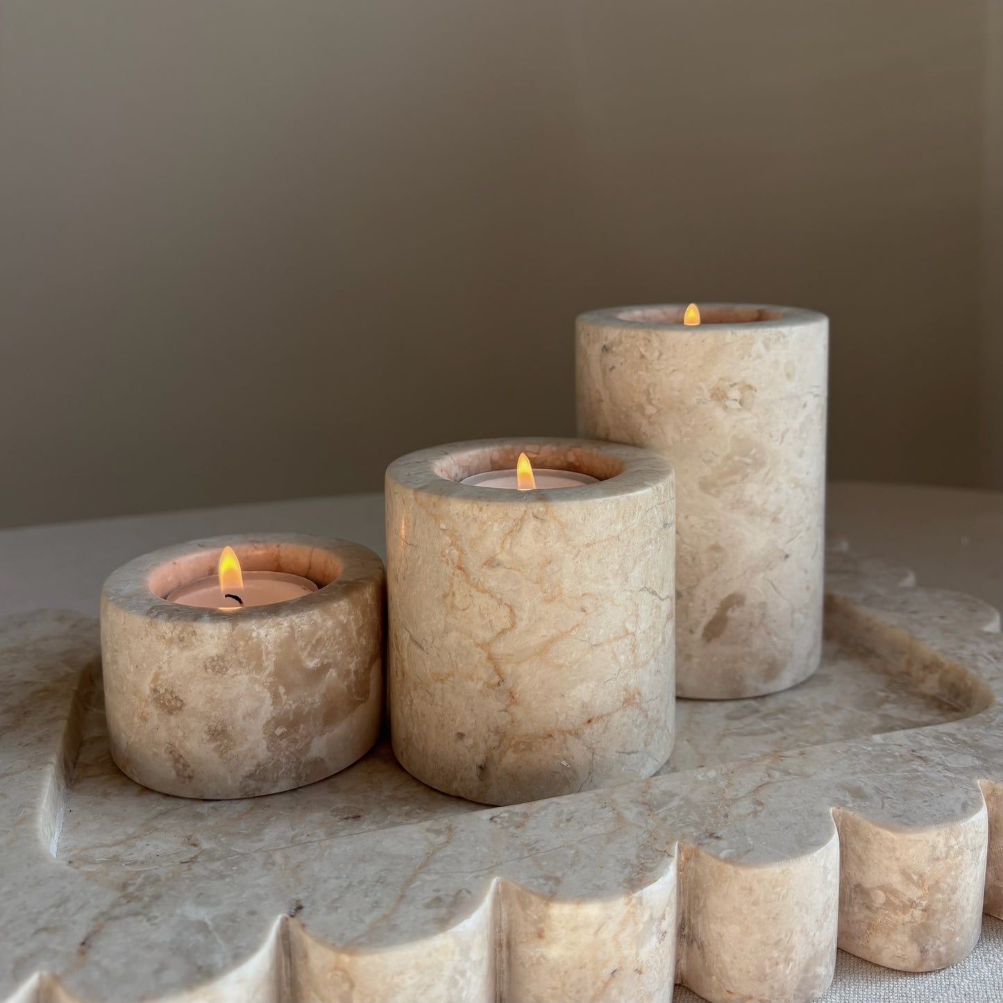 Marmer Waxinelichthouder Beige