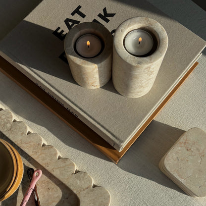 Marmer Waxinelichthouder Beige