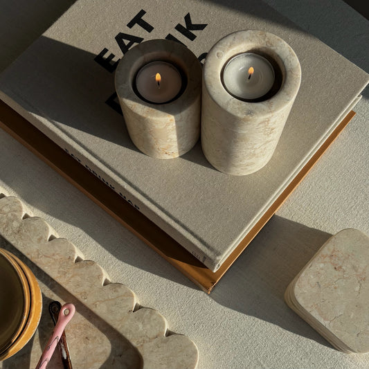 Marmer Waxinelichthouder Beige