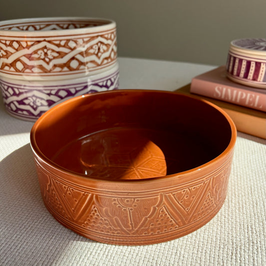 Marokkaanse Schaal Berberreliëf - Terracotta 