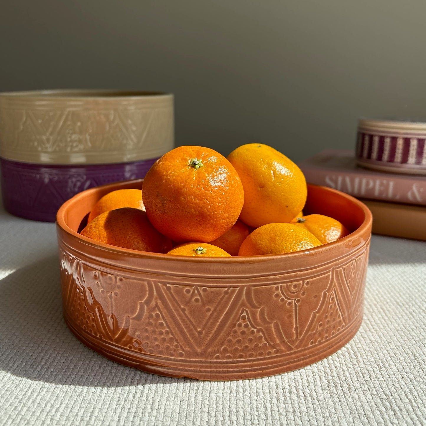 Marokkaanse Schaal Berberreliëf - Terracotta 