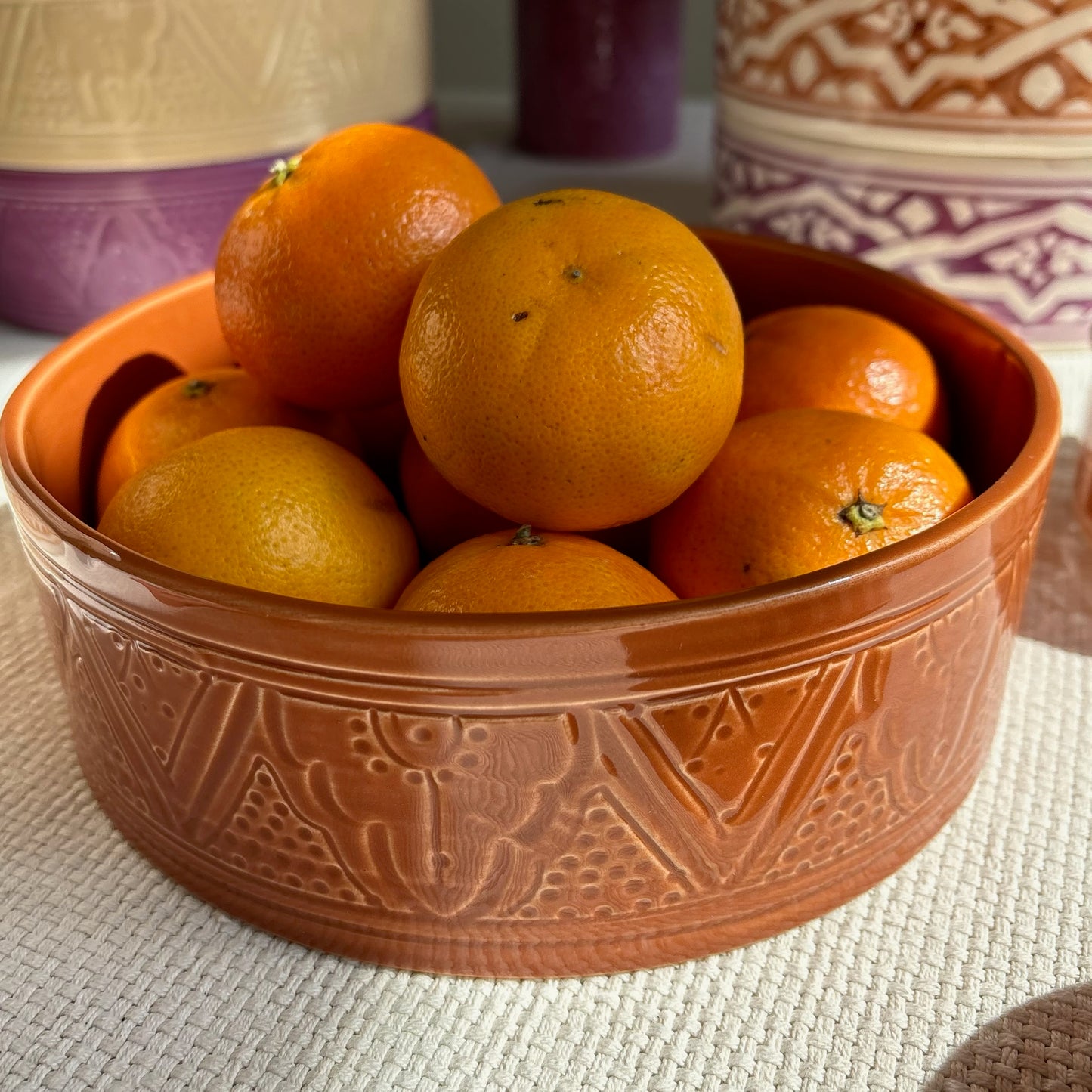 Marokkaanse Schaal Berberreliëf - Terracotta 