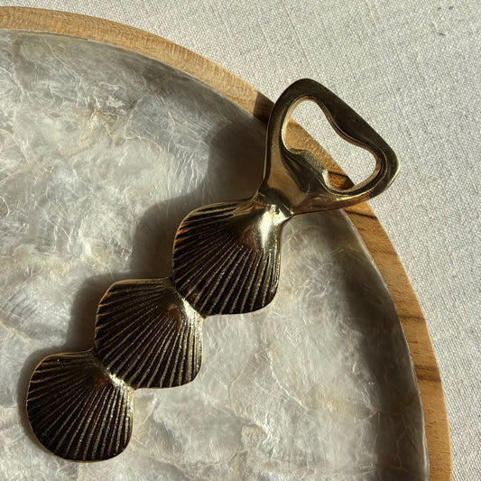 Messing Flesopener Schelp