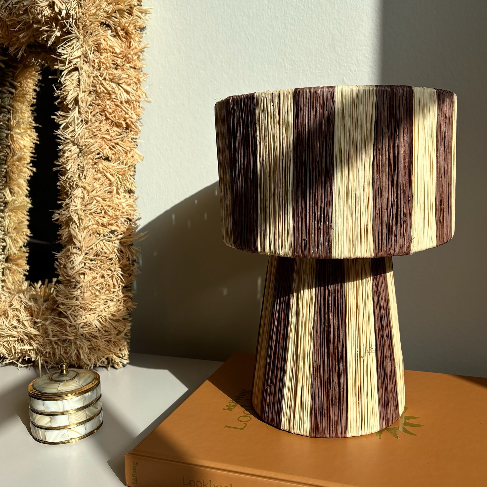 Raffia Tafellamp Bruin / Naturel