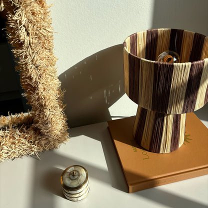 Raffia Tafellamp Bruin / Naturel