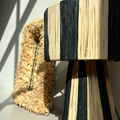 Raffia Tafellamp Zwart / Naturel