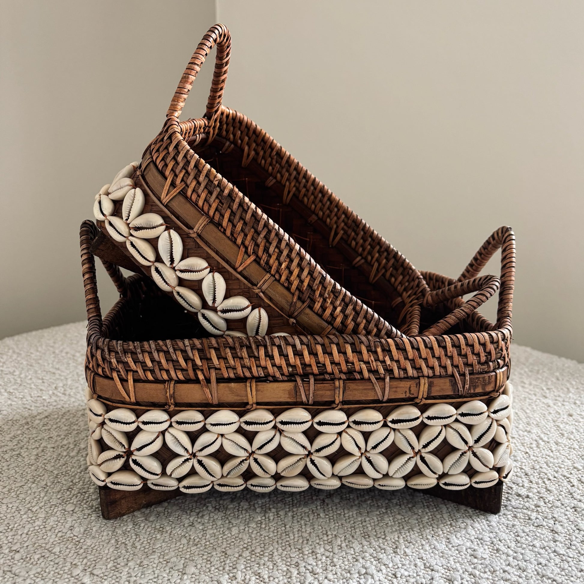 Rotan Opbergmand met Schelpen