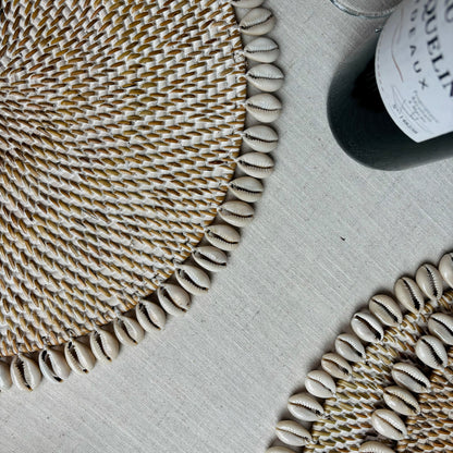 Rotan Placemat met Schelpen - Whitewash