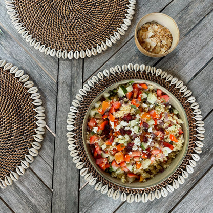 Rotan Placemat met Schelpen - Bruin