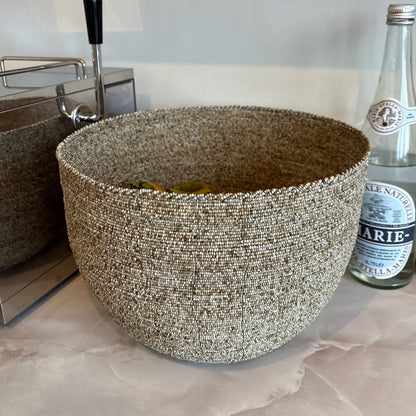 Schaal met kralen - Beige