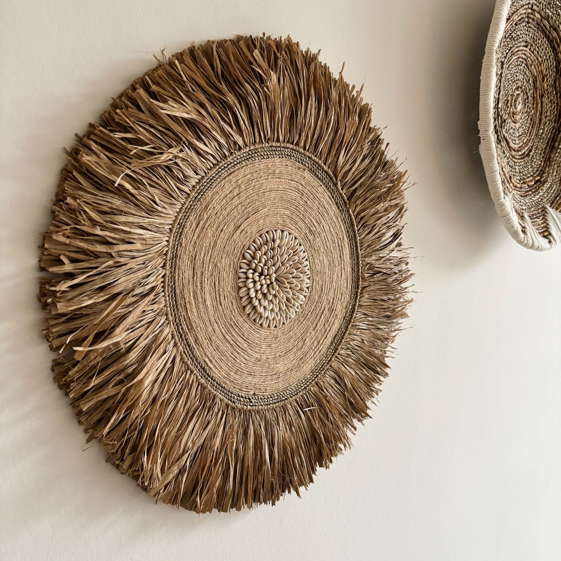 Raffia wanddecoratie Rond